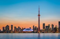 Toronto skyline over lake Ontario